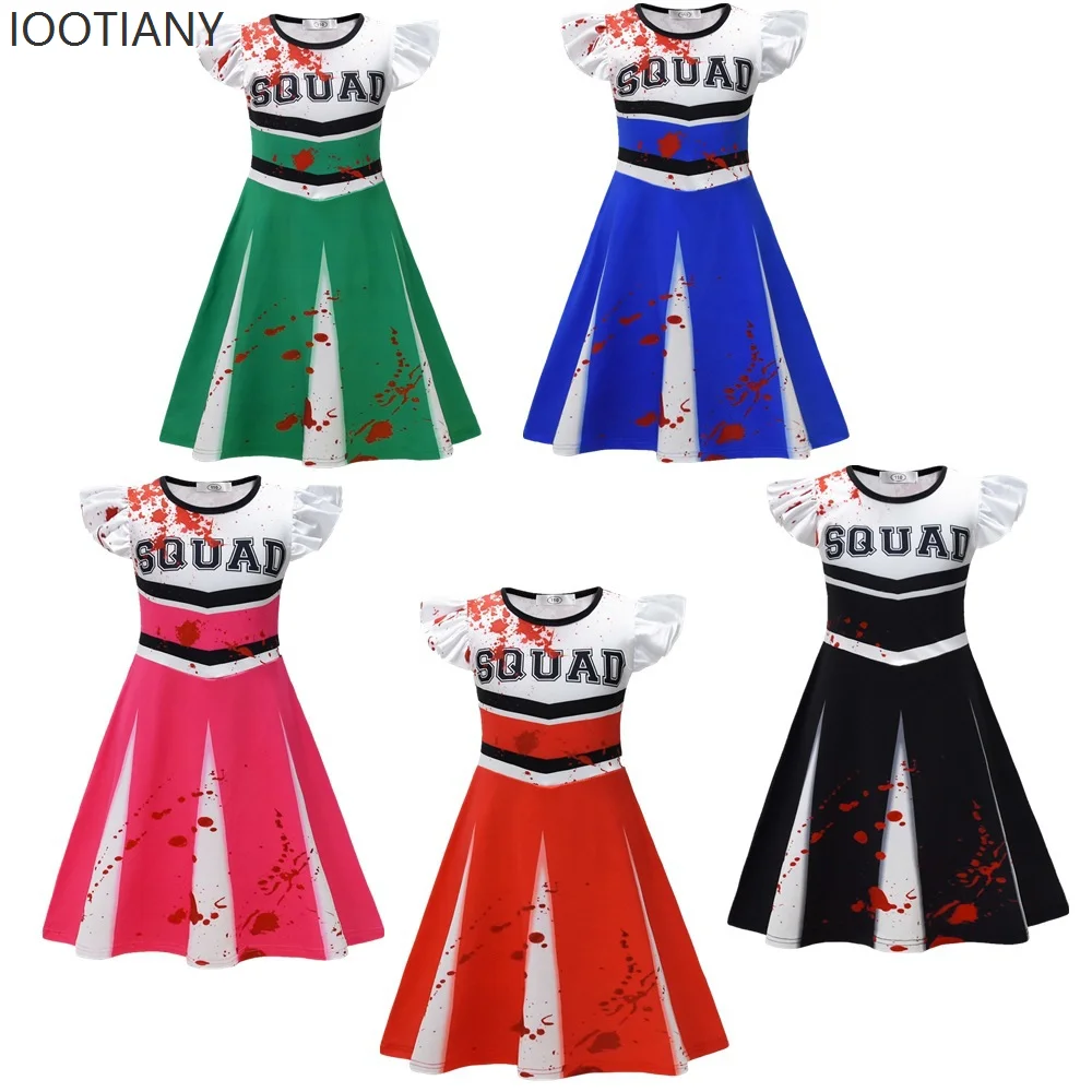 

IOOTIANYHalloween Girls Zombie Cheerleader Costume Horror Cold Bloody Fancy Flying Sleeves Cute Dress Carnival Party Costume