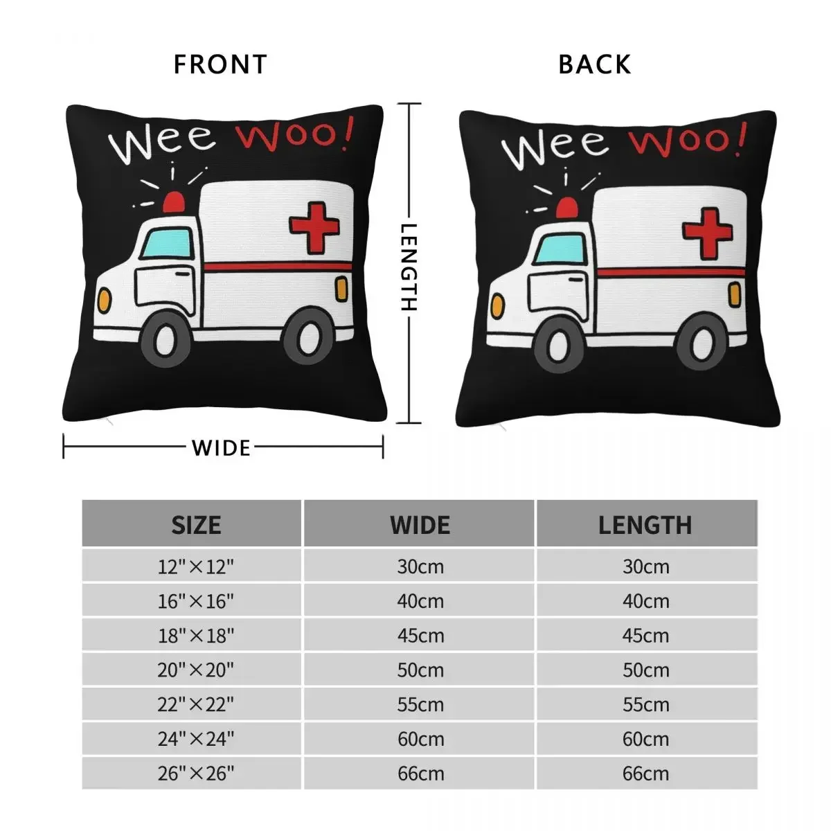 Paramedic Ambulance Square Pillowcase Pillow Cover Polyester Cushion Zip Decorative Comfort Throw Pillow for Home Living Room