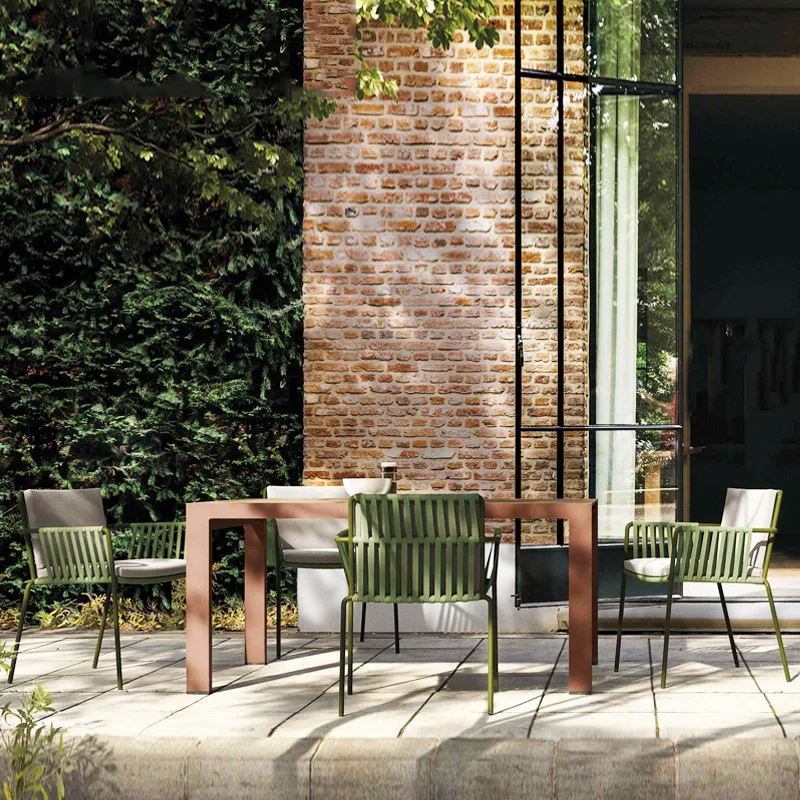 

Outdoor dining table and chairs Nordic balcony creative courtyard simple casual rattan chair garden three-piece combination open