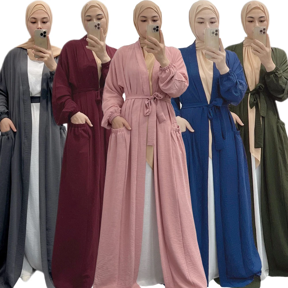 

Eid Open Abaya Dubai Ramadan Muslim Dress Kaftan Abayas for Women Islam Clothing Tukey Kimono Femme Musulmane Arabic Dubai Robe