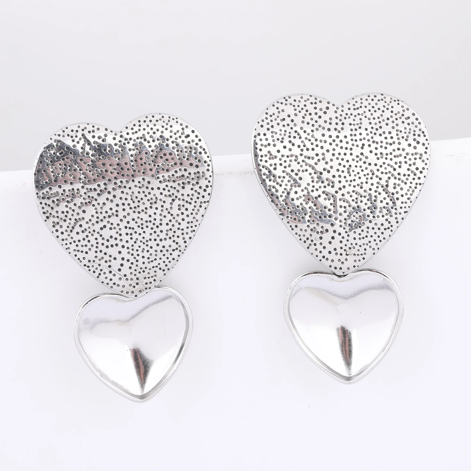 6pcs Stainless Steel Fit 12mm Heart Point Back Stone Cabochon Earring Base Setting Blanks Diy Post Ear Studs Findings