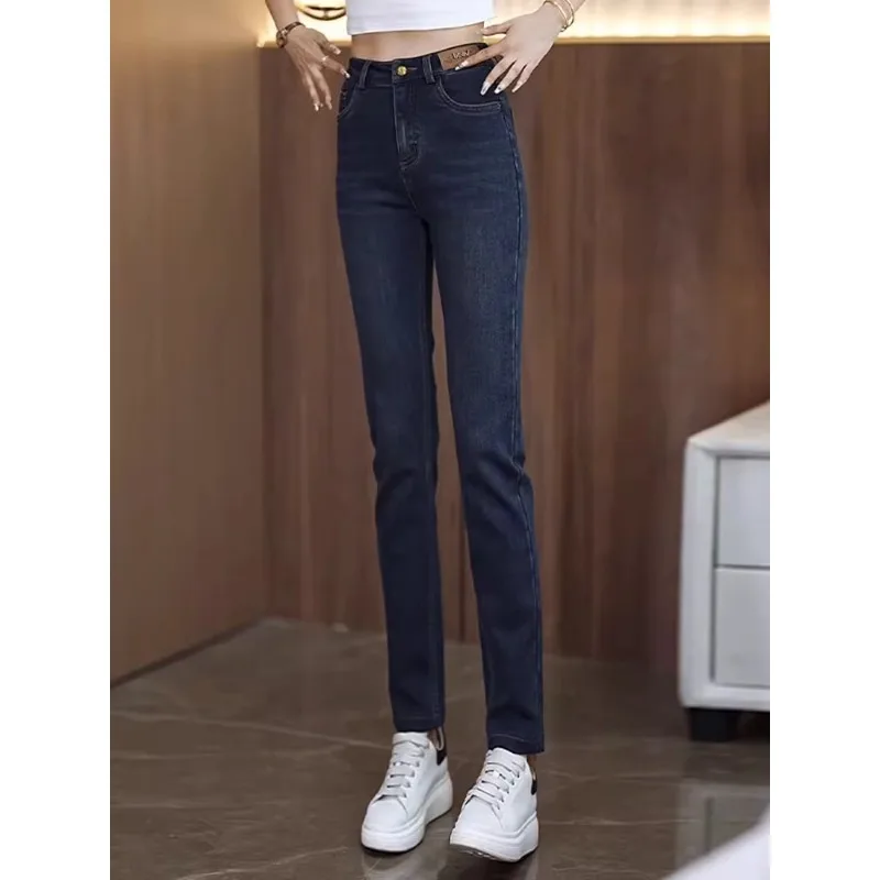 

Harem Jeans Winter Elegant Slim Fit Cigarette Pants Petite Elastic Skinny Dad Pants