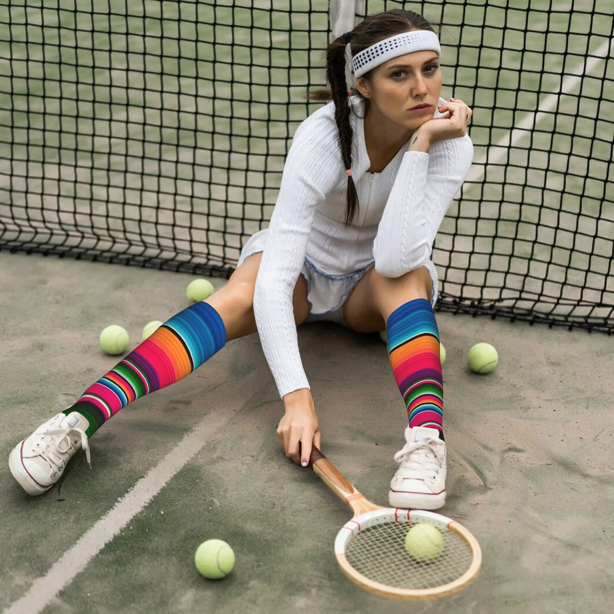 Bas d'équipage toutes saisons, couverture mexicaine rayée Fiesta Serape, chaussettes longues Hip Hop, accessoires pour hommes et femmes, cadeaux