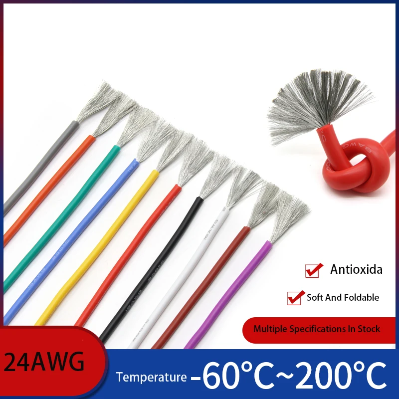 1M 5M 10M 20M Extra Soft Silicone Wire 24AWG High Temperature Resistant  Ultra-Fine Aviation Model Connecting Wire