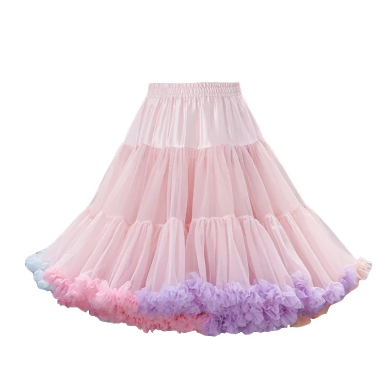 Matrimonio elastico in vita Puffy Tulle sottoveste arcobaleno nuvola gonna corta Tutu danza classica Pettiskirts Lolita Underskirt