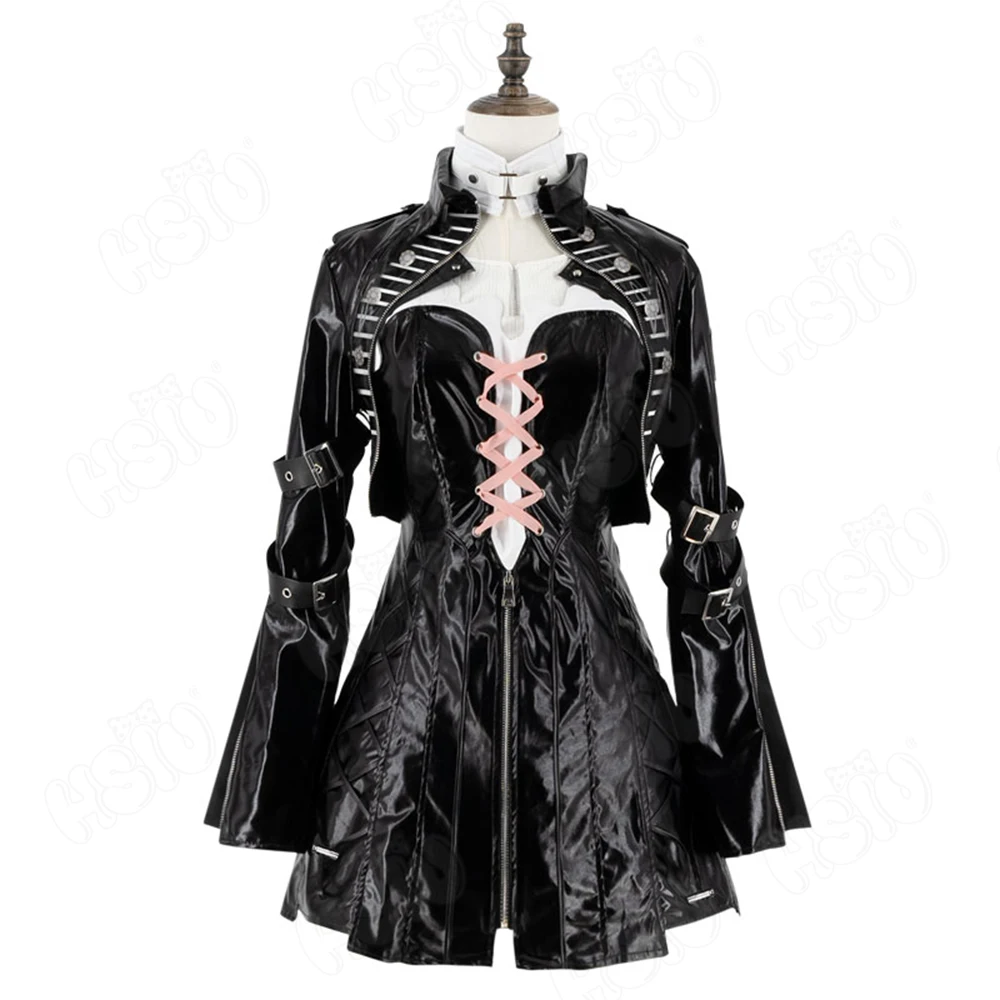 

Lemuen Косплей Костюм Парик Оранжевый розовый длинные волосы Кожаная куртка и короткая юбка Игровые костюмы для косплея