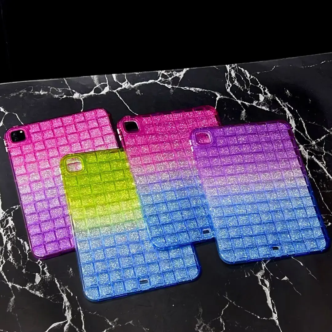 

Kids Case for iPad 10.2 9th 8th 7th 9.7 6th 5th Gen Acrylic TPU Ice Cube Gradient Colour Glitter Cover for iPad Air 3 10.5 inch