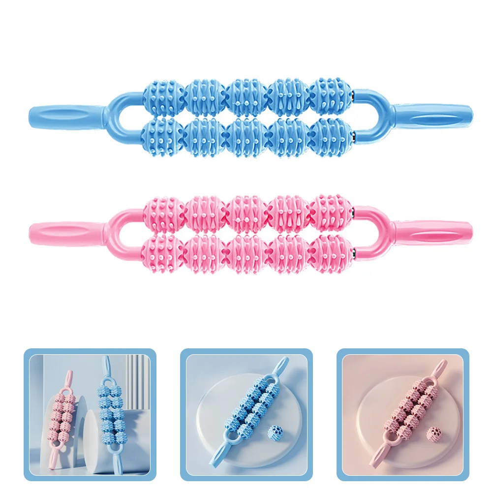 

2 шт. массажная палочка, ручной роликовый инструмент для фасции, массажер для ног, стальная колонна, подшипники, Guasha, точечный массаж спины