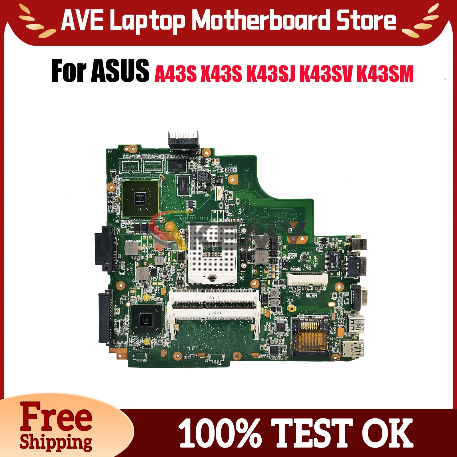 

K43SV Материнская плата для ноутбука ASUS K43SD X43S K43S A43S K43SJ K43SM K43SV Материнская плата для ноутбука в наличии 100% тестирование ОК быстрая доставка