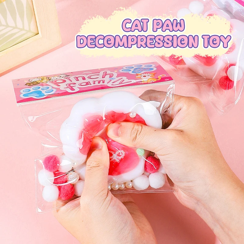 Taba Kitty Paw Stress Relief Decompression Toy Pinching Squeeze Cat Paw NEW Fidget Toy For Kids Adult Gift