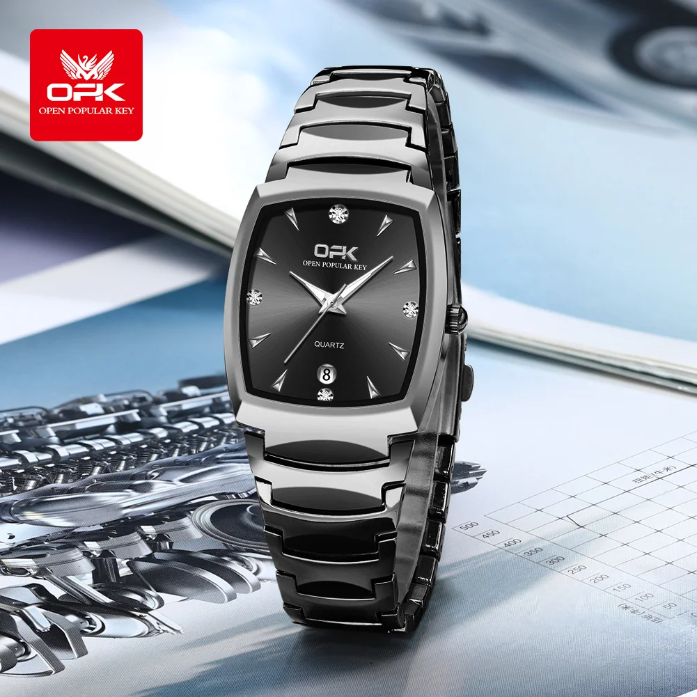 8112 OPK brand steel strip calendar three-pin men's quartz watch