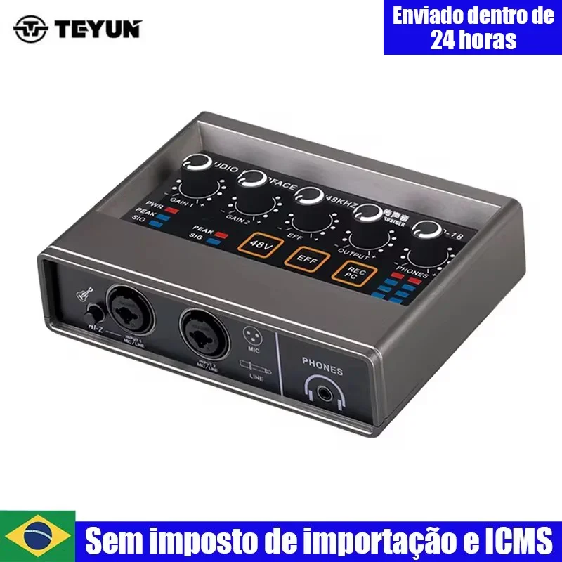 TEYUN Q-16 Professional Audio Sound Card With Electric Guitar Monitor Recording Live Broadcast For Studio Interface Singing PC