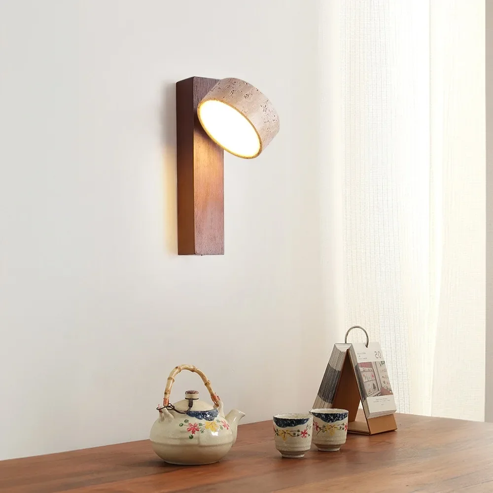 

Natural Stone Wall Lamp Sconce Light Rotatable for Bedroom Bedside