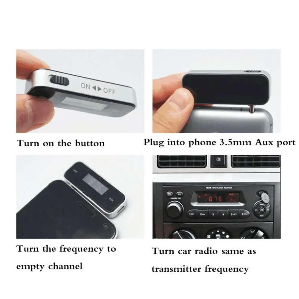 3.5mm Car Music Audio Fm Transmitter Car Kit Lcd Display Mini Wireless Transmitter Compatible For Android Iphone Drop Shipping