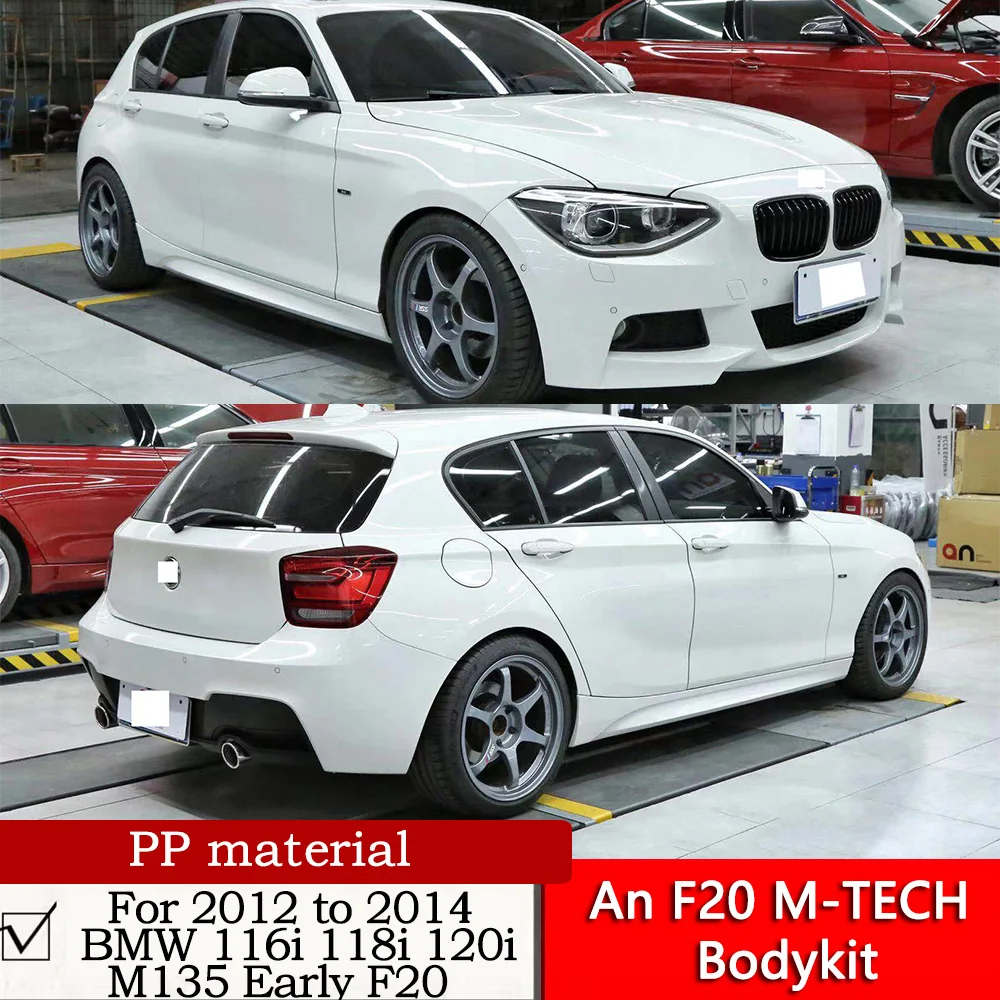 An F20 M-TECH Bodykit For 2012 to 2014 BMW 116i 118i 120i M135 Early F20 Modified MT Sport Front Bumper Side Skirt Rear Bumper