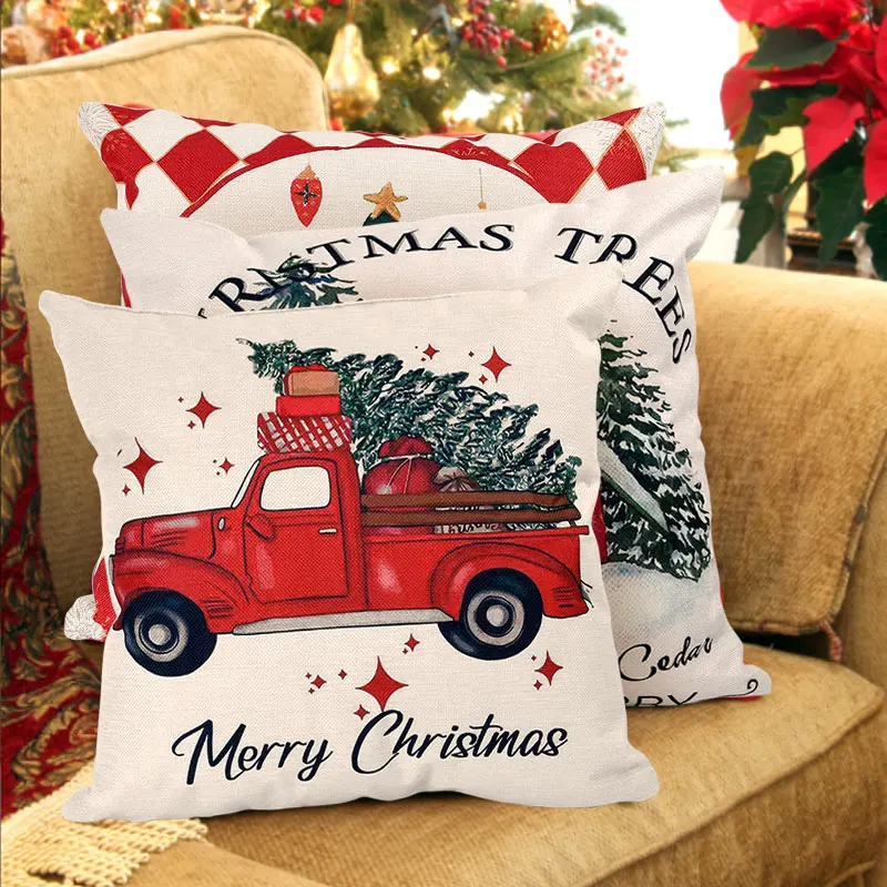 45x45cm Merry Christmas Pillow Cover Christmas Decorative Cushion Pillow Cover For Home Bed Sofa Ornament New Year Xmas Gifts