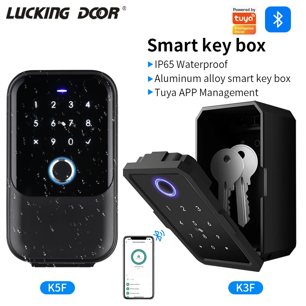Waterproof Key Safe Box Fingerprint Storage Secret Key Safety Box Support Tuya App TTlock Bluetooth to WiFi Hub Unlock Padlock