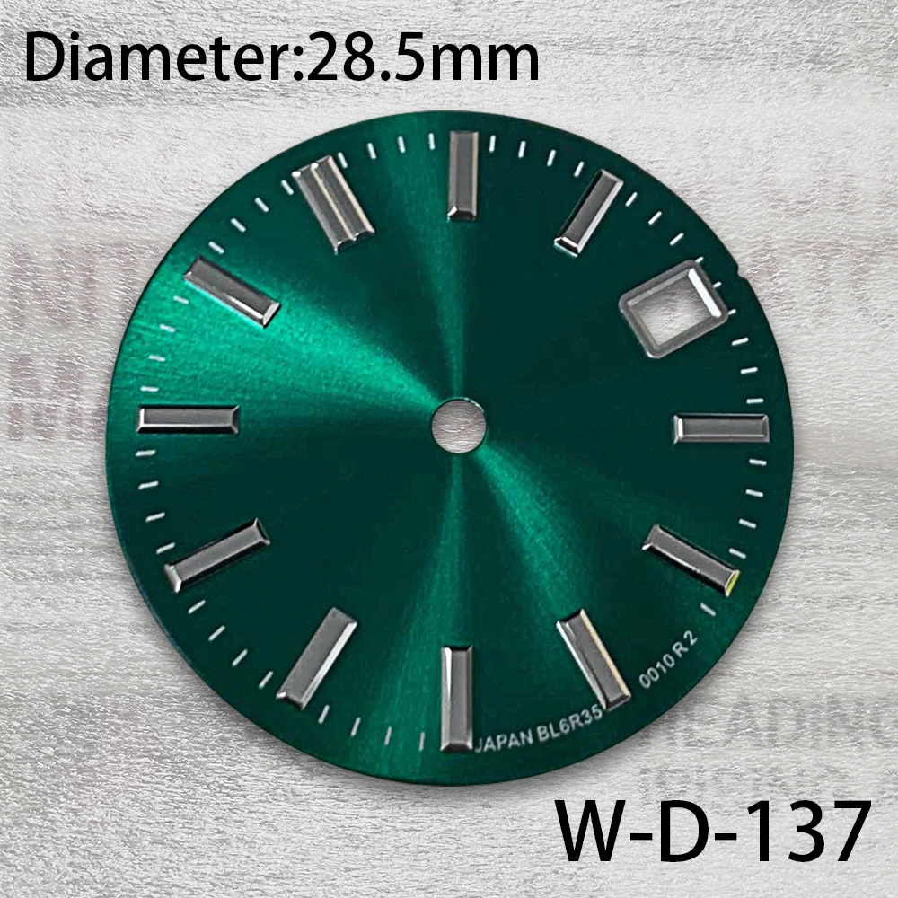 28.5mm G S 로고 다이얼, 햇빛 다이얼, NH35, NH36, 4R, 7S 무브먼트, 발광 하이 퀄리티 시계 수정 액세서리