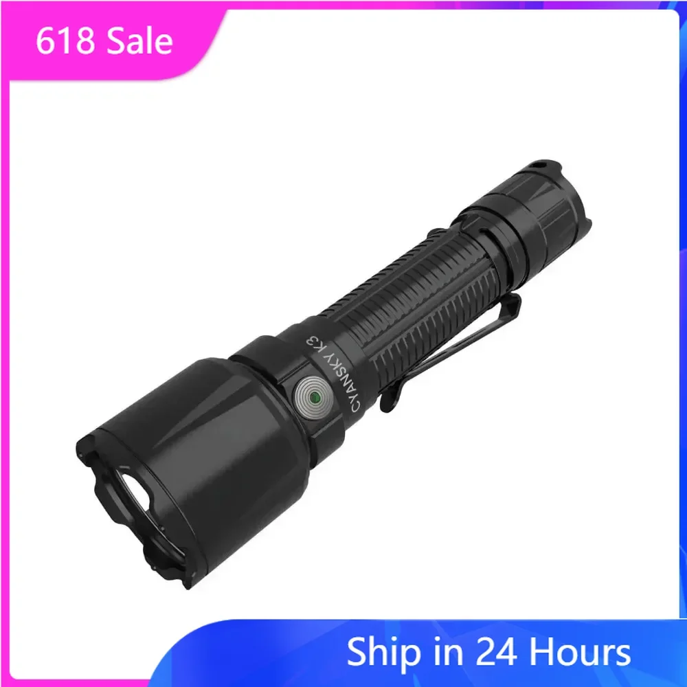 

Cyansky K3 V2.0 Tactical Flashlight 2000 Lumen High Intensity LED Beam Rechargeable Compact Torch for Outdoor Survival