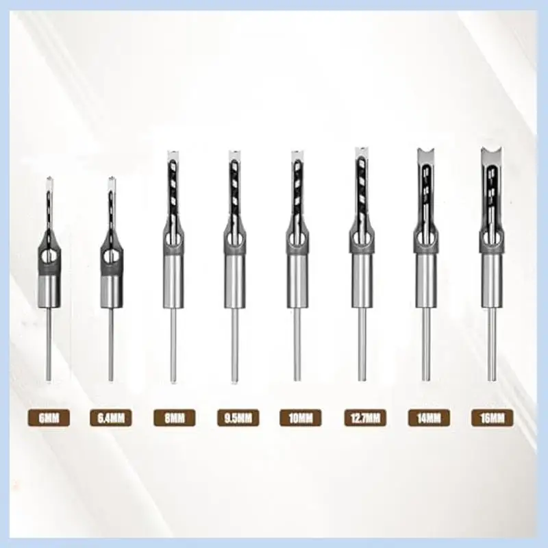 

AS63-8Pcs Woodworking Square Hole Drill Bits,Wood Mortising Chisel,Square Hole Mortising Chisel Drill Bit For Mortising