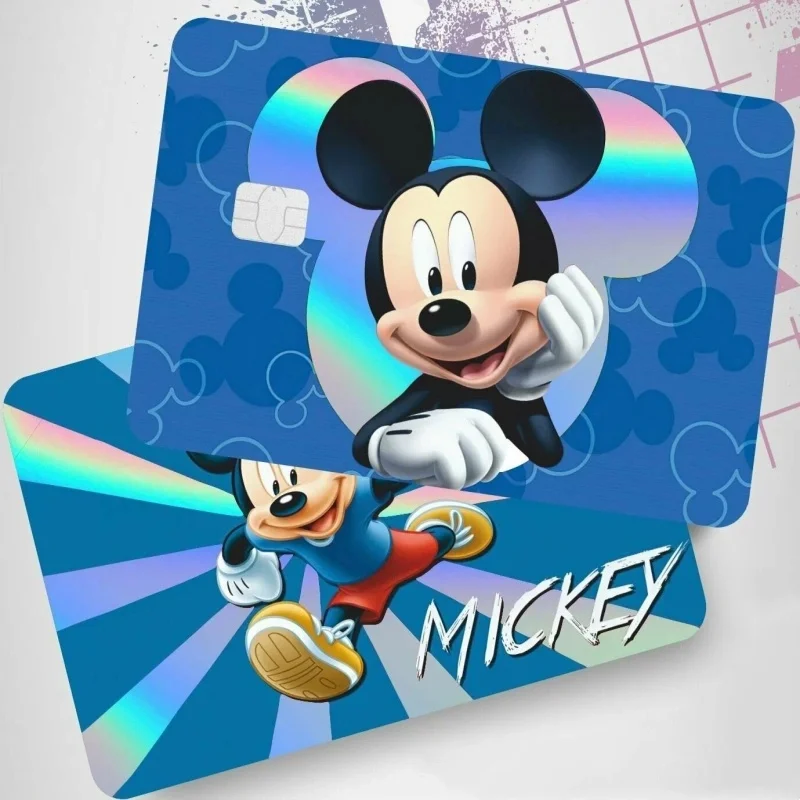 Laser 2PCS Disney Mickey Credit Card Patch Front Back Bank Student Bus Card Decoration Anti Slip Wear Resistant Toy Wholesele