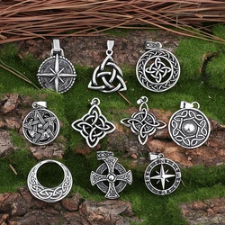 Viking Rune Multi-Style Stainless Steel Amulet Shield Knot&Compass Pendant Necklace Men's and Women's  Accessories  Party Gift