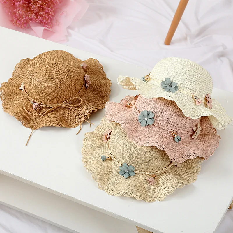 Summer Baby Flower Breathable Hat Straw Hat With Handbag Bags Kids Hat Boy Girls Sun Visor UV protection panama Hat gorras