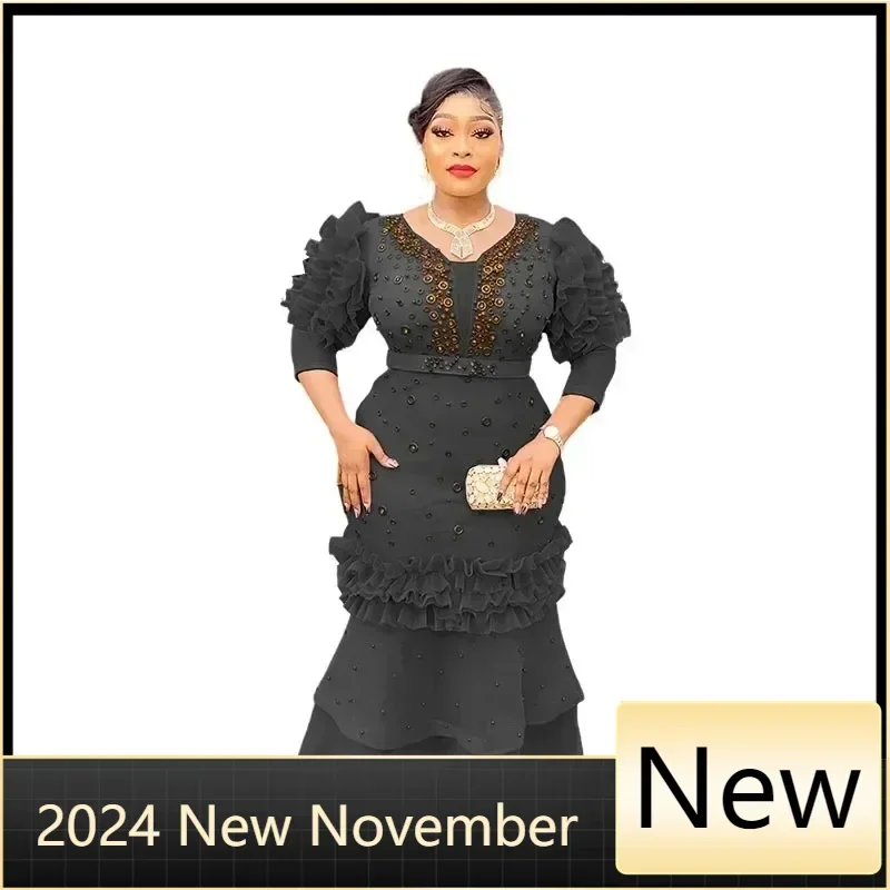 

Африканские вечерние платья больших размеров для женщин Дашики Анкара с блестками, свадебный вечер, сексуальное облегающее макси-рождественское платье, африканская одежда