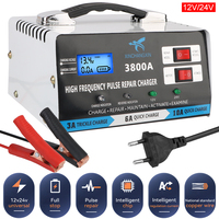 EU Plug Full Automatic Car Battery Charger 12V 24V High Power Fast Charger Repair Battery Charger For Lead Acid Battery