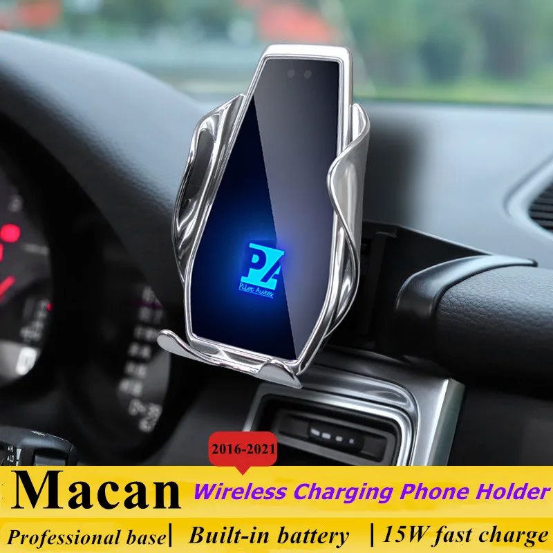 2016-2021 For Porsche Macan Phone Holder Wireless Charger Car Mobile Phone Mount Navigation Bracket GPS Support 360 Rotating