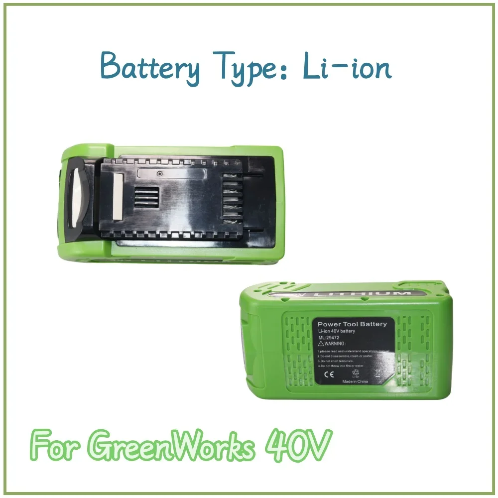 Lithium ion rechargeable battery 40V 3.0 4.0 5.0ah suitable For Greenworks 29462 29472 29282G Max Gmax lawn mower power tools