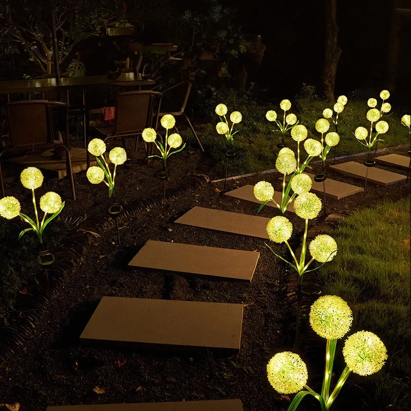 Creative New Solar Lawn Light Ground Plug Three-headed Dandelion Lamp Outdoor Garden Courtyard Atmosphere Light Decorative Lamps