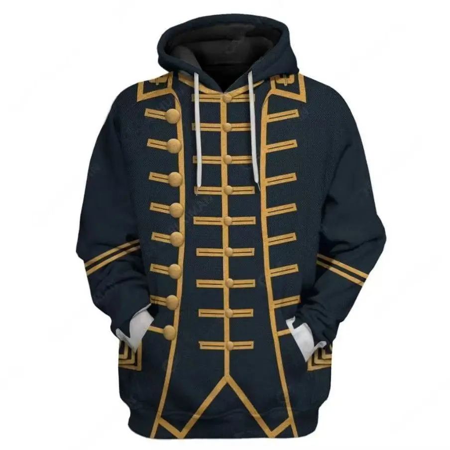 New 2026 Autumn 3D Digital Western Europe Medieval Emperor Print Hot-selling Loose Casual Hooded Sweater Hoodie Men Pullover
