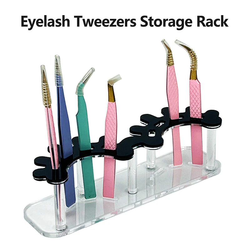 Acrylic Black White Holder Tweezers Lash Tools Eyelash Rack For Eyelash Extension Lash Tile Eyelash Shape Tweezers