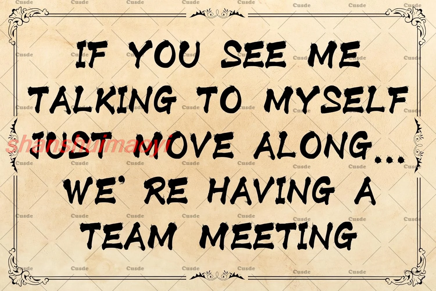 shan ee Me Talking To Myself Just Move Along We'Re Having A Team Meeting Sign Funny Office Metal Plaque For Office Cubicl 1pc