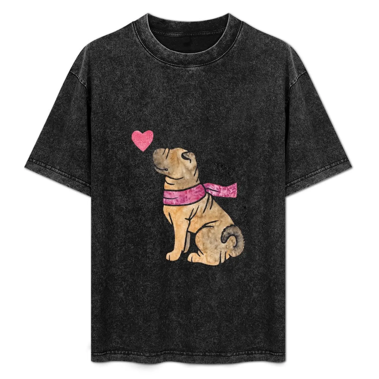 

Watercolour Shar Pei T-Shirt Basic Simple Design Short Sleeve Shirt