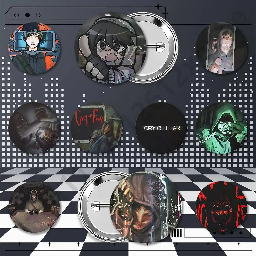 Cry of Fear Holographic Round Badges Brooch Pins 25/32/44/58/75mm Anime Game Cosplay Fan Goods Bag Backpack Hat Decor Collectibl