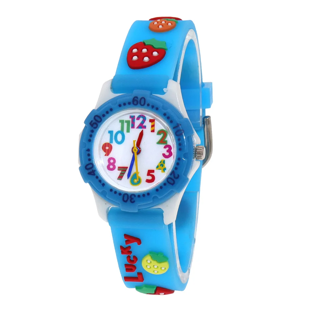 Desenhos animados Relógios Coloridos Crianças Meninos Meninas Assista Crianças Relógios Meninos Digital Watch Quartz Relógio De Pulso Strawberry Silicone Strap