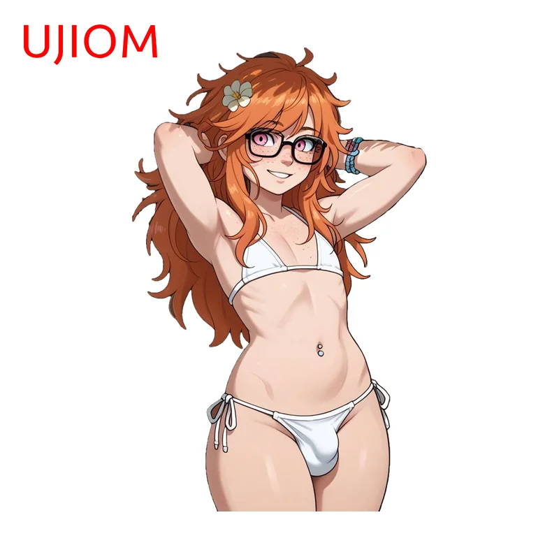 UJIOM Seductive Femboy Anime Figure Wall Sticker Trendy Amusing Personality Sunscreen Decal Kitchen Unique Wardrobe Decor