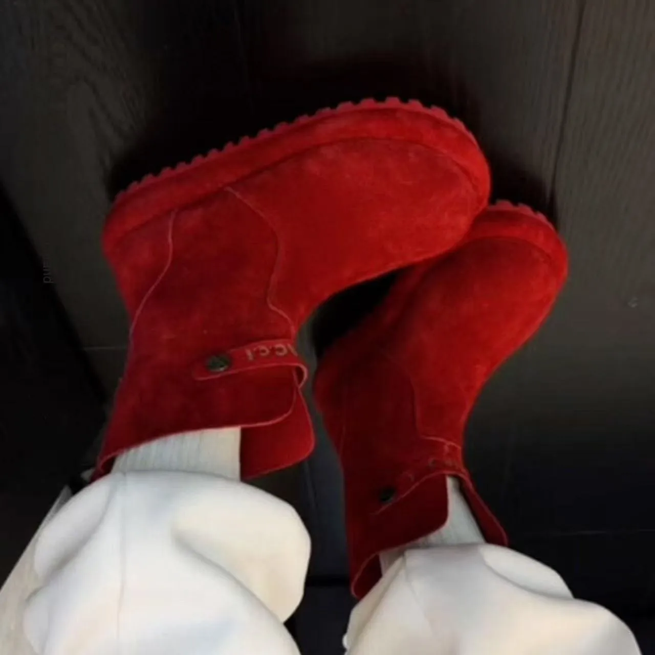 Women's Red Chunky Ankle Boots 2026 New Spring Two-Way Wear Thick-Soled Retro Motorcycle Boots view 2
