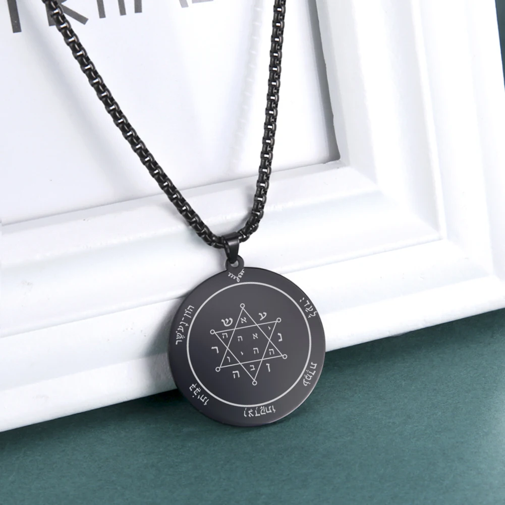 Dawapara Pentagramm von Saturn Jupiter Anhänger Halsketten Männer/Frauen Edelstahl Schmuck Schutz Amulett Schlüssel von Solomon Seal – Detail 17