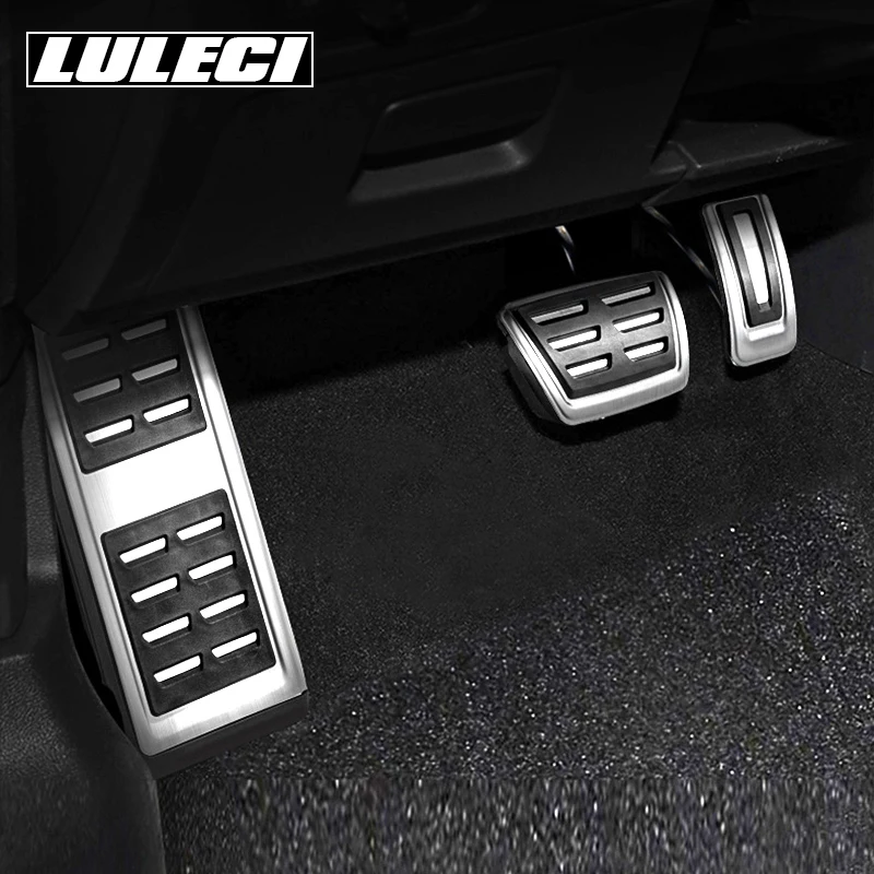 LULECI Auto Stainless Steel Car Fuel Brake Pedal Rest Foot Pedal Cover for Volkswagen Golf Skoda Kodiaq 2016 2017 2018 2019 2020