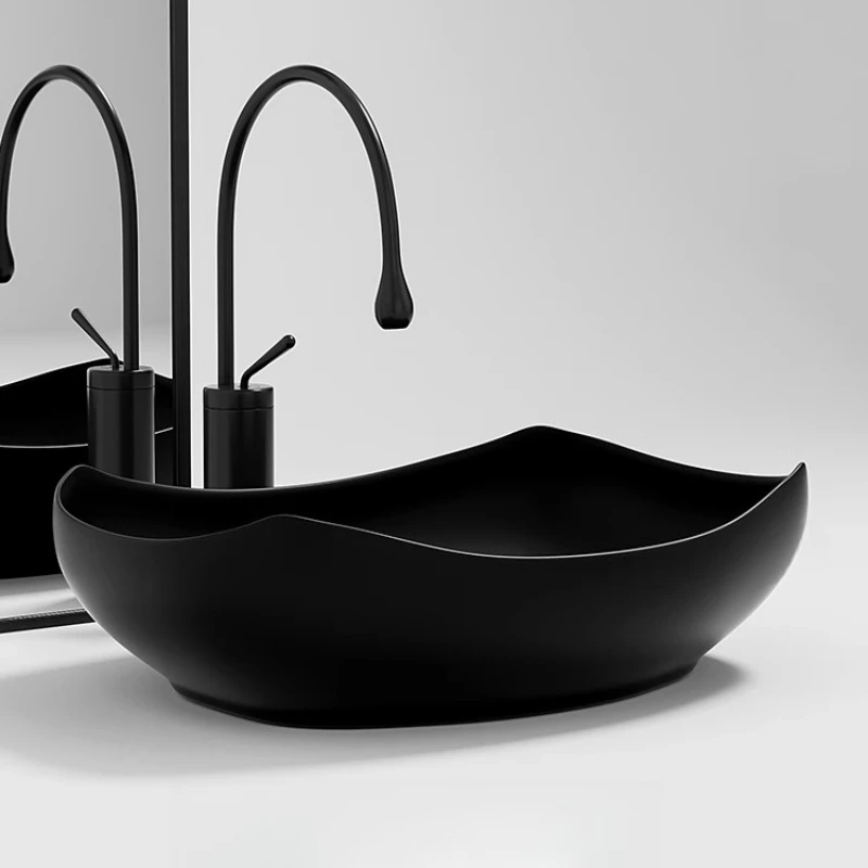 

Creative and simple black wash basin Art face basin Household design Sense Jane European hotel basin