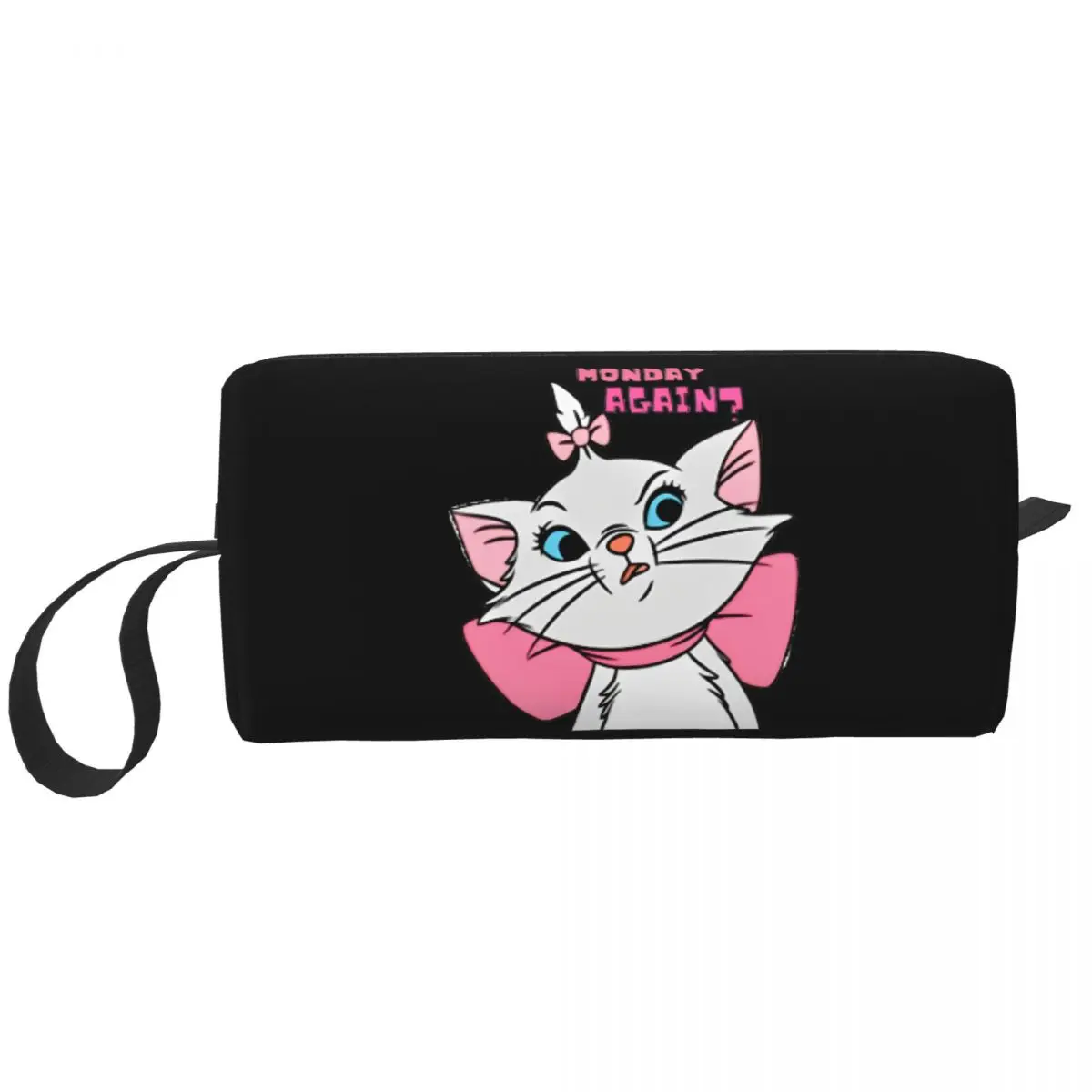 Marie Cat Aristocats Monday Again Makeup Bag Pouch Zipper Cute Cosmetic Bag Travel Toiletry Bag Organizer Storage Bag Large