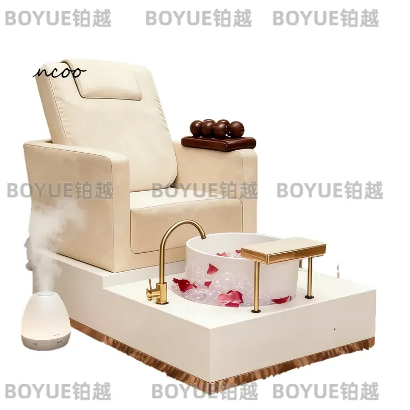 Deluxe Integrated Foot Massage Chair with Colorful LED Lights Customizable Ambient Lighting Relaxation Spa Seat for Home Use