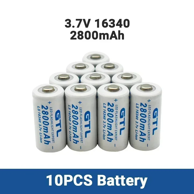 新しい 3.7V 2800mAh リチウムリチウムイオン 16340 バッテリー CR123A 充電式電池 3.7V CR123 レーザーペン LED 懐中電灯セル + 充電器