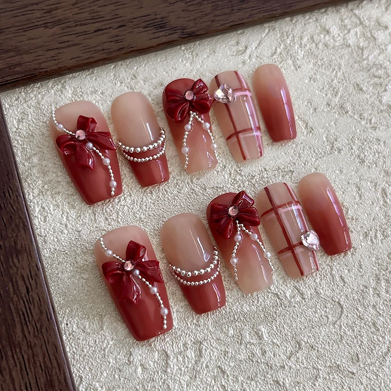 50Pcs Wine Red Resin Bow Nail Charm Bulk Mix Size 3D Ribbon Bowkont Mini Kawaii Nail Art Accessories DIY Cute Nails Decorations