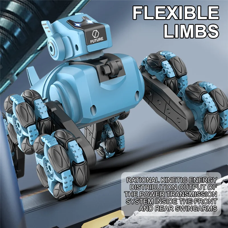 AINY-Mechanico RC Stunt Dog Robot telecomandato Modalità spruzzo intelligente Rotazione a 360 gradi Funzione musicale alla deriva per regalo per bambini