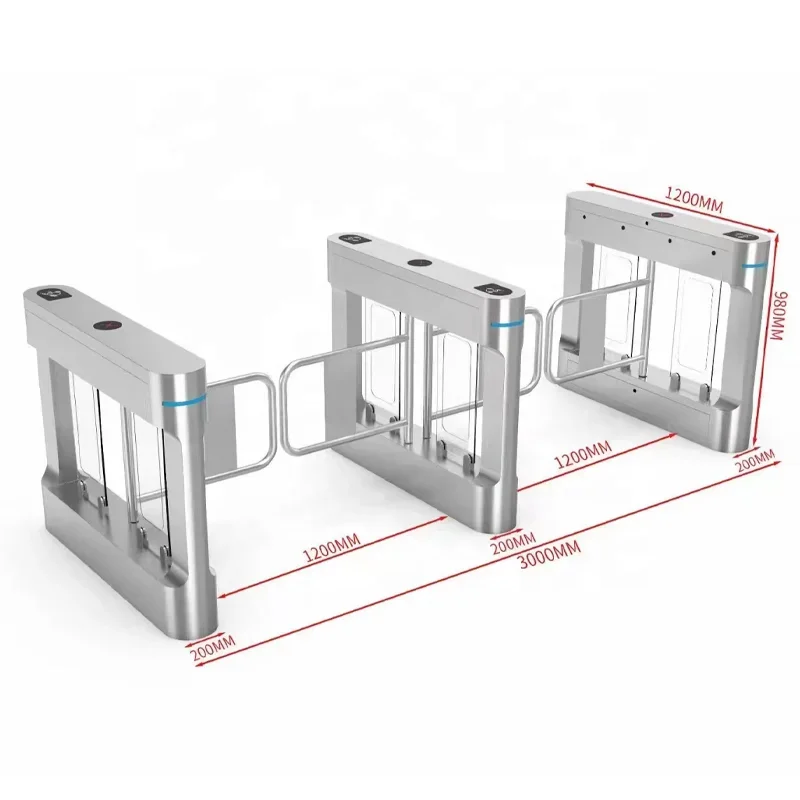 Optical Access Control facial Recognition Turnstile Barrier Gate Portable Waist Height Disabled Swing Turnstiles  For Subway