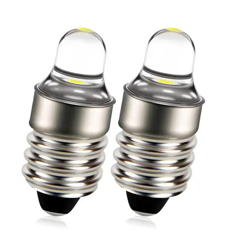 2x E10 Led Flashlight Bulb DC3V 12V Instrument Machine Bulb Indicator Lamp Replacement Torch Emergency Lamp Warm White/White Set